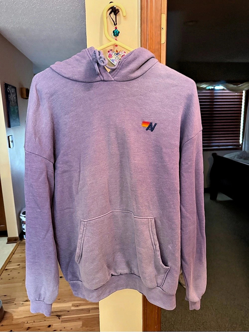 Aviator Nation Logo Pullover Relaxed Hoodie Purple